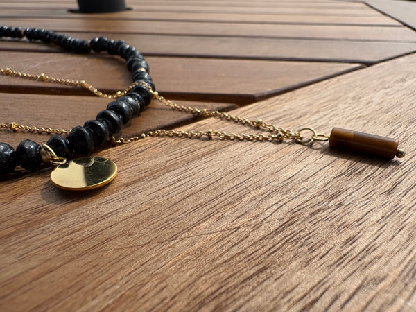 Paperchain Luna Necklace, Black