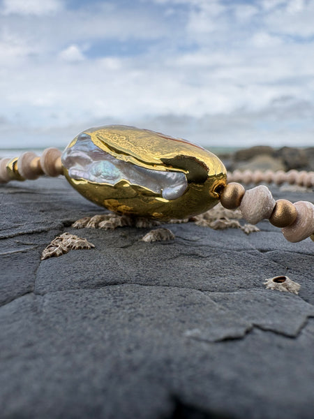 Paperchain Pearl Nugget Necklace, Cement