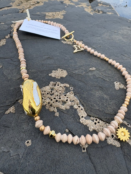 Paperchain Pearl Nugget Necklace, Cement