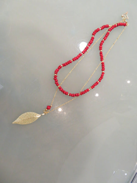 Paperchain Elaine Layer Necklace, Red