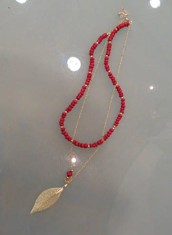 Paperchain Elaine Layer Necklace, Red