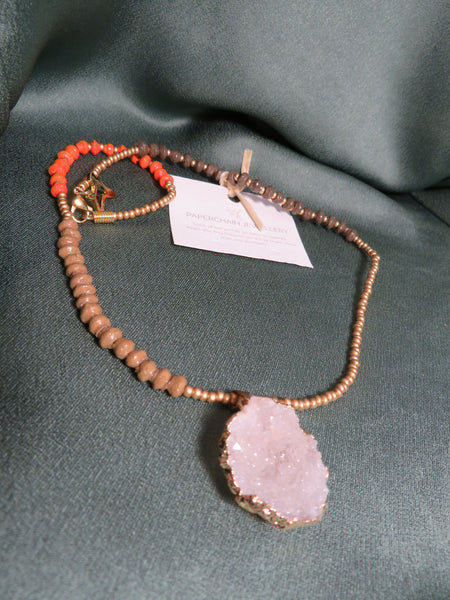 Paperchain Val Necklace, Orange & Latte