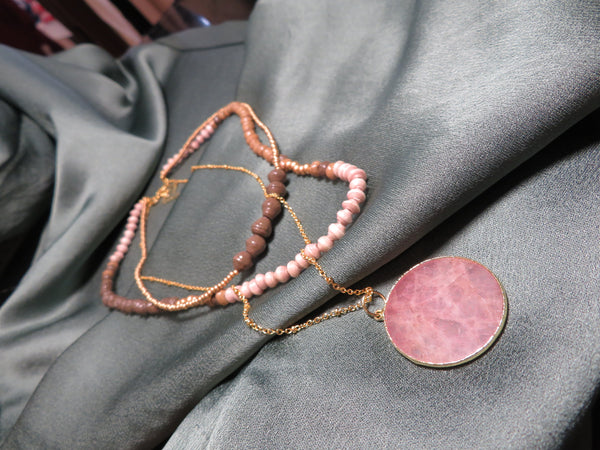 Paperchain Ruby Beaded Necklace, Latte & Mocha