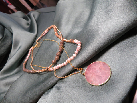Paperchain Ruby Beaded Necklace, Latte & Mocha