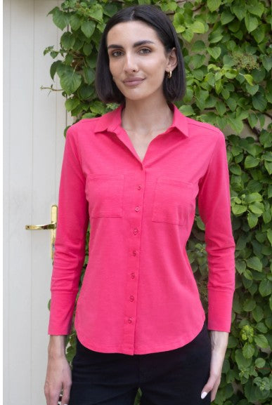 NO2MORO Izzy Cotton Shirt, Hot Pink