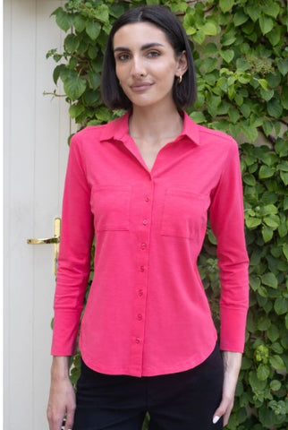 NO2MORO Izzy Cotton Shirt, Hot Pink