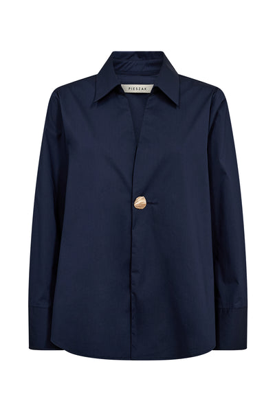 Pieszak Poplin Button Shirt, Midnight Navy