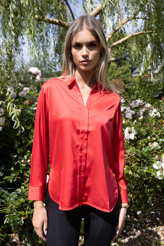 No2moro Joy Satin Blouse, Red