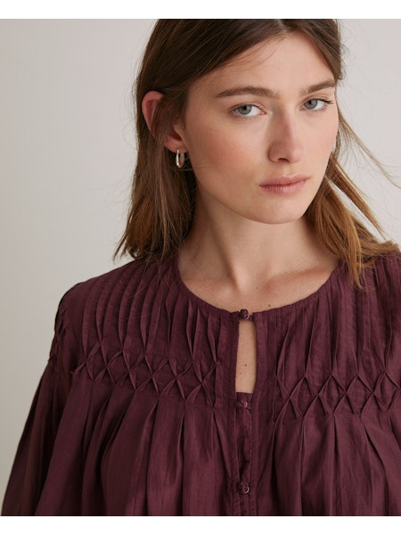 Yerse Fold Effect Aubergine Shirt