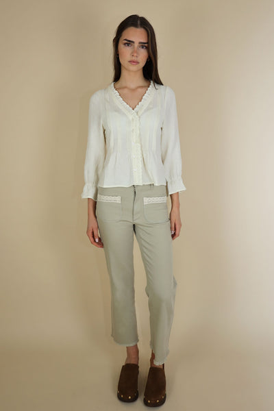 NO2MORO Jonie Blouse, Ecru - Flax In Bloom