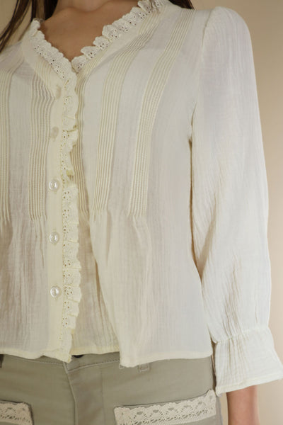 NO2MORO Jonie Blouse, Ecru - Flax In Bloom