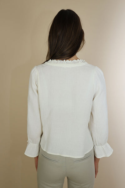 NO2MORO Jonie Blouse, Ecru - Flax In Bloom