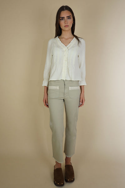NO2MORO Jonie Blouse, Ecru - Flax In Bloom