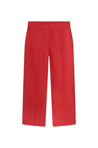 Kyra Lucia Linen Cropped Trouser, Salsa Red