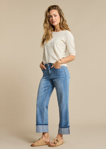 Red Button Kim Jeans and Scarf, Used Stone - Flax In Bloom