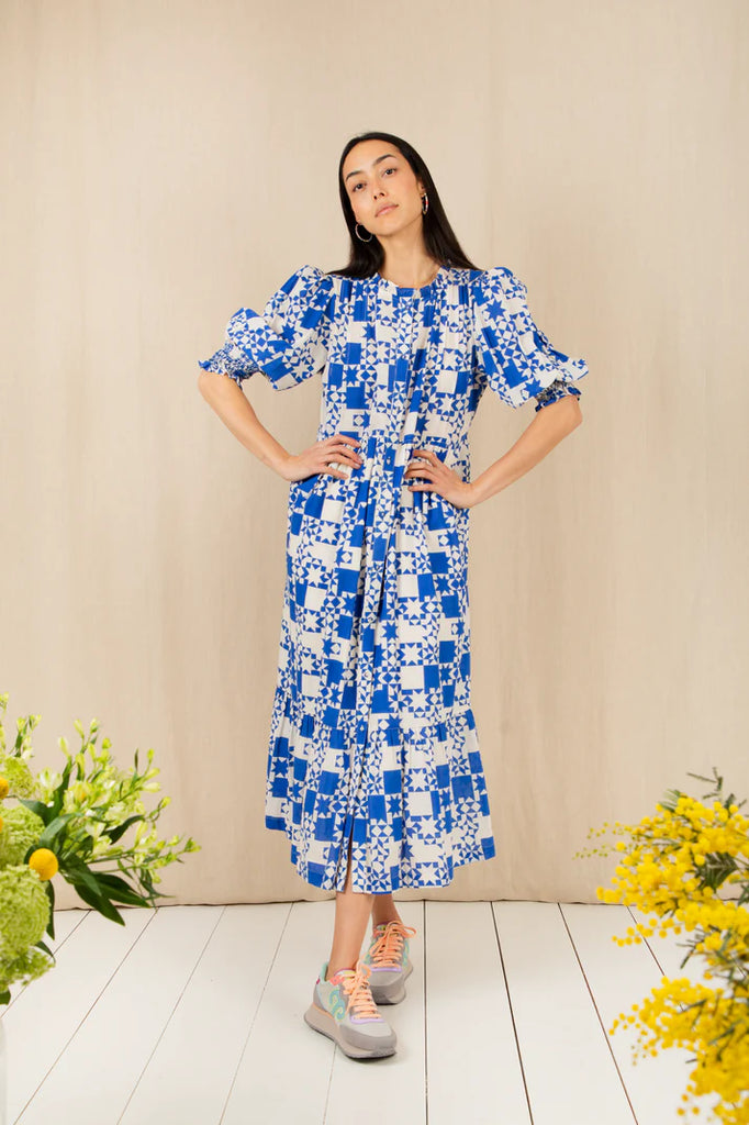 delft blue dress Zelie Shirt Dress in Delft Blue & White Ditsy Floral main image 1