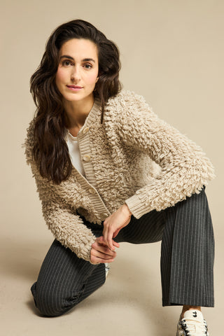 Red Button Loops Jacket, Stone