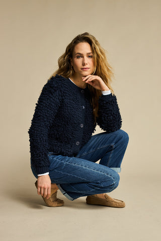 Red Button Loops Jacket, Indigo
