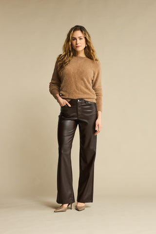 Red Button Colette Faux Leather Trousers, Brown