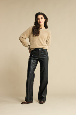 Red Button Colette Faux Leather Trousers, Black