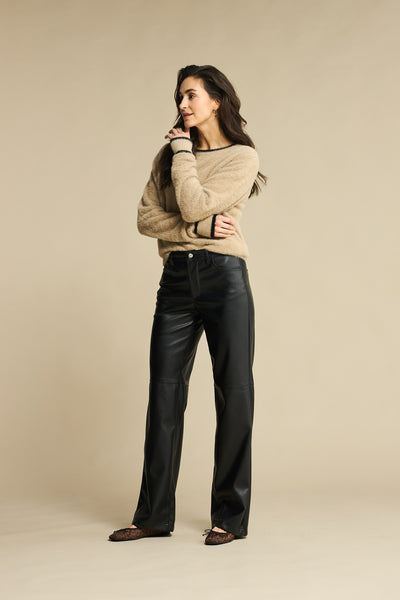 Red Button Colette Faux Leather Trousers, Black
