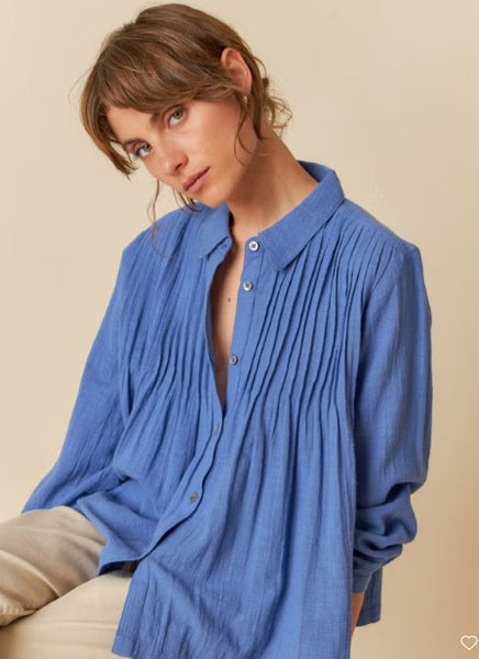 INDI AND COLD Leah Blouse, Cornflower Blue