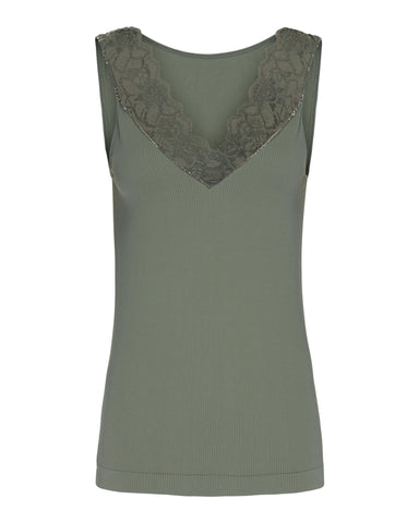 Tim & Simonsen Belen V-Lace Top, Olive