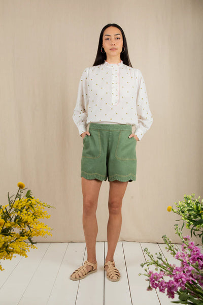 Bonte Mary Cotton Shorts, Fern