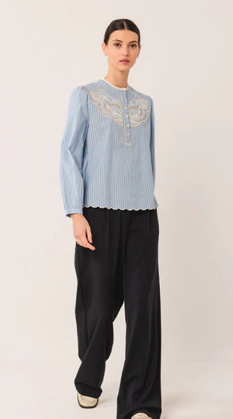 Indi and Cold Cotton Shirt, Blue Stripe