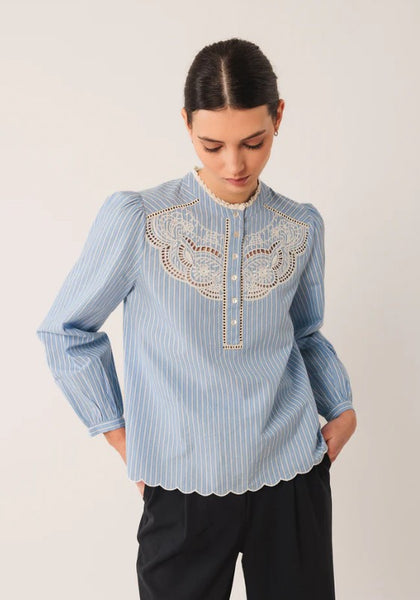 Indi and Cold Cotton Shirt, Blue Stripe