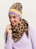 Fraas Sustainability Edition - Knitted scarf with leo design, Camel