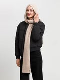 Fraas Sustainability Edition - Ribbed knitted hooded scarf in wool blend, Cashew