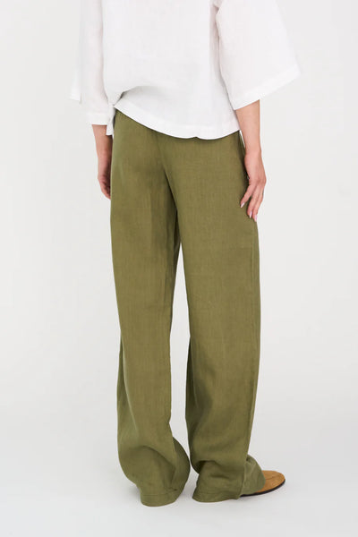 Pieszak Lina Linen Trousers, Faded Green