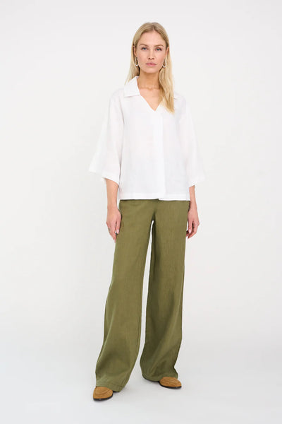 Pieszak Lina Linen Trousers, Faded Green