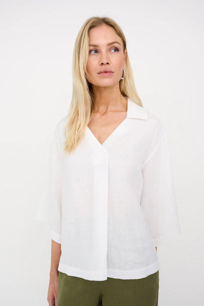 Pieszak Lina Linen Blouse, White