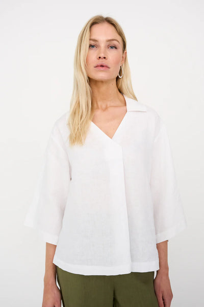 Pieszak Lina Linen Blouse, White
