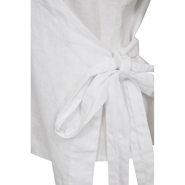 Pieszak Lina Linen Wrap Blouse, White