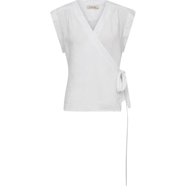 Pieszak Lina Linen Wrap Blouse, White