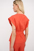 Pieszak Lina Linen Wrap Blouse, Beautiful Coral