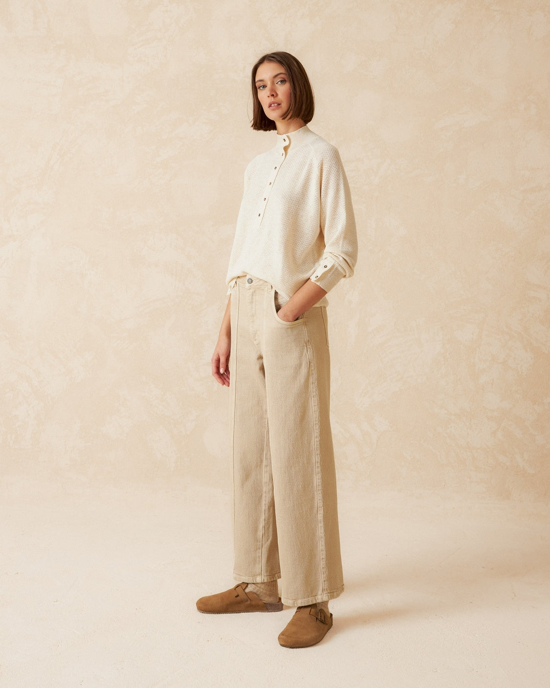 Indi And Cold Rice Stitch Sweater, Cream