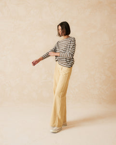 Indi And Cold Stripe Long Sleeve T-shirt, Khaki and Cream