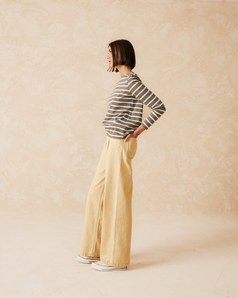 Indi And Cold Stripe Long Sleeve T-shirt, Khaki and Cream