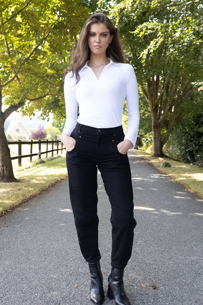 NO2MORO Rhea Subtle Barrel Jeans, Black