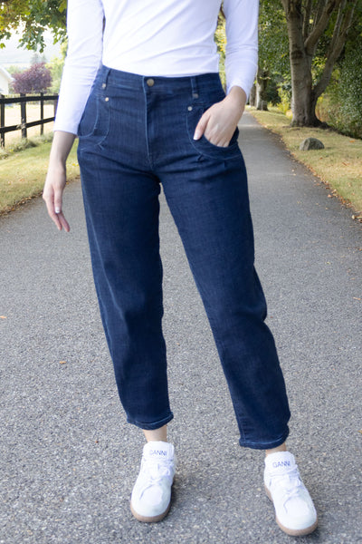 NO2MORO Rhea Subtle Barrel Jeans, Indigo Wash