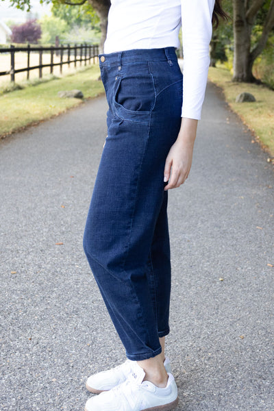 NO2MORO Rhea Subtle Barrel Jeans, Indigo Wash