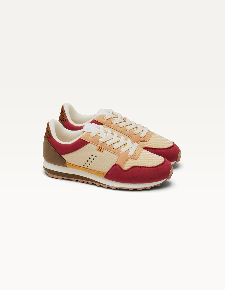 Odaje Gabrielle Sneaker, Cream Peach Bordeaux