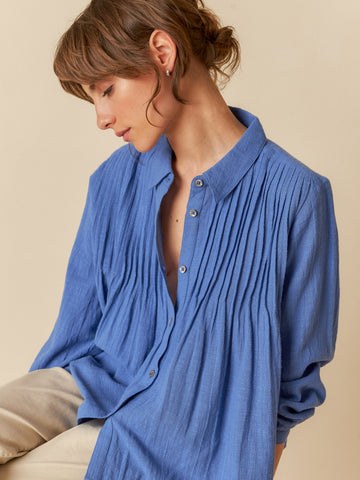 INDI AND COLD Leah Blouse, Cornflower Blue