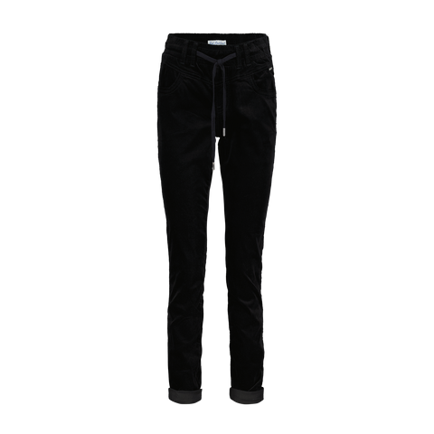 Red Button Tessy Velvet Jeans,  Black