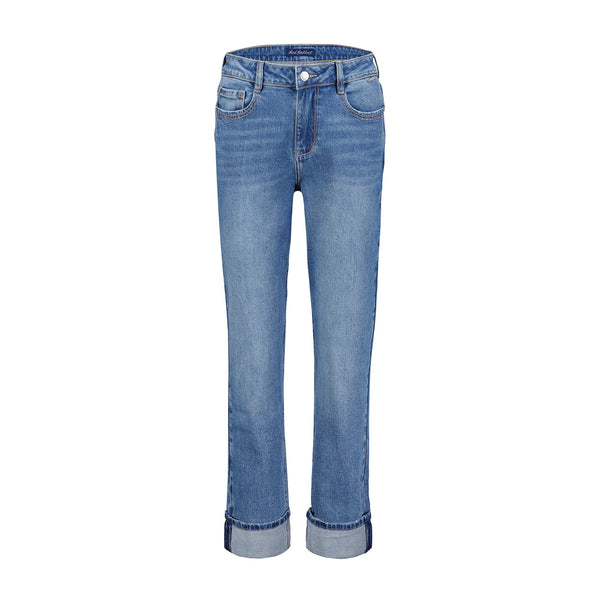 Red Button Kim Jeans With Turn-up, Mid stone