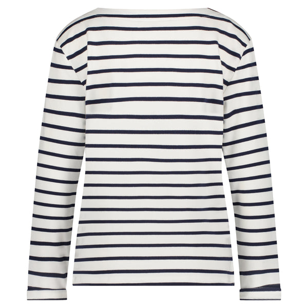 Red Button Terry Striped Sweatshirt, Dark Blue